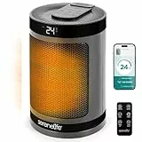 SereneLife Heizlüfter 1500W PTC Keramik, Leise & Energiesparend, WiFi Thermostat mit Fernbedienung, 70° Oszillation