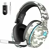 Gvyugke Gaming Headset Wireless, Gaming Kopfhörer Kabellos mit Abnehmbares 3D-Stereomikrofon, Bluetooth 5.2 Headset, Gaming Headset für PS5 PS4 PC, Switch, Mac (Mehrfarbig)