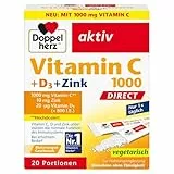 Doppelherz Vitamin C 1000, D3 und Zink DIRECT - Vitamin C, Zink und Vitamin D unterstützen die normale Funktion des Immunsystems - 20 Portionen