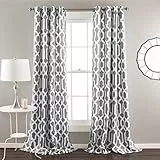 Lush Decor Edward Trellis Vorhänge, lichtfilternd, Fensterpaneel-Set für Wohnzimmer, Esszimmer, Schlafzimmer, 1 Paar, grau, 132 cm B x 274 cm L