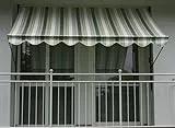 Angerer Freizeitmöbel GmbH Klemmmarkise Standard - Markise für Sonnenschutz - Montage ohne Bohren und Dübeln - ideale Balkonmarkise für Mietwohnungen (Weiß-Grün-Beige, 250 cm)