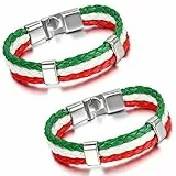 Aroncent Italien Flagge Armband Lederarmband Kordelarmband Fanartikel Fussball Weltmeisterschaft WM & EM Europameisterschaft 2017 Länder Style geflochten