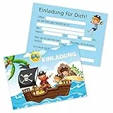 Clever Pool 15er Set Einladungskarten Kindergeburtstag, verschiedene Motive, Party-Einladungen für alle Anlässe (15 Karten Piraten)