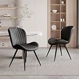 Hawthyhome Esszimmerstühle 2er Set, Küchenstuhl, Stuhl Esszimmer Wohnzimmer, ergonomischer Sessel, Armlehnstuhl, Polsterstuhl, Wasserdichtes Material,Metallbeine, Schwarz
