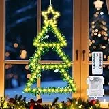 Qoosea Weihnachtsbaum Fenster Lichter Batteriebetrieben 110 LED Faltbare Weihnachtsfensterbeleuchtung Dekoration 8 Modi Timer Fernbedienung IP65 Wasserdicht für Wand Xmas Baum Innenbereich