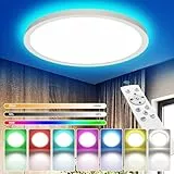 YiLaie LED Deckenleuchte Dimmbar mit Fernbedienung 24W 2700LM RGB Deckenlampe Farbwechsel,IP44 Wasserdicht Badezimmer Lampe,3000K-6500K Rund Lampe Decke für Kinderzimmer Wohnzimmer Schlafzimmer