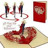LINPOPUP, Pop Up Karte Hochzeit, Hochzeitskarte, Hochzeitsgeschenke für Brautpaar, Hochzeitseinladung, Glückwunschkarte Klappkarte Hochzeit 3D, Tanzendes Brautpaar, N34