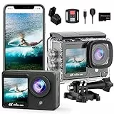 Yolansin 4K30fps Sportkamera mit Doppelbildschirm mit 32 GB SD-Karte, Voraufnahme 20 MP Touchscreen, Camcorder EIS, wasserdichte Action-Kamera, WLAN-Kamera mit 2 Batterien, Fernbedienung