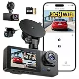 Bestsee 2.5K Dashcam Auto Vorne Hinten und Innen, 2,35' IPS-Bildschirm Dashcam Auto, mit 64GB SD-Karte, 24H Parküberwachung, WDR Nachtsicht, G-Sensor, Loop-Aufnahme, Sichtwinkel(170°+150°+150°)
