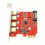 Bewinner USB3.0-Erweiterungskarte, PCI-E 1X 4X 8X 16X 4-Port-Adapterkarte für Wind XP/2003/win7/win8/10.8/Win10 32-Bit/64-Bit, Riser-Karte für Computer 5000/480/12/1.5 Mbit/s USB Hot Plug