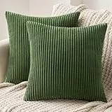 MIULEE 2er Set Kissenbezüge Kordsamt Kissenbezug Zierkissenbezug Dekokissen Sofakissen Kord Kissenhülle Dekorative Zierkissenbezüge Kissen für Sofa Sessel Zuhause Schlafzimmer 40x40cm Matcha Grün