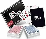 LM$ Pokerkarten Plastik Profi 4 Eckzeichen mit Cut Card - [2 x] hochwertige Pokerkarten 54 Blatt - wasserfeste und stabile Spielkarten im Doppelpack – Plastikkarten mit Jumbo Index