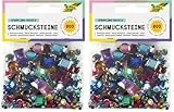 folia 1240 - Schmucksteine Sparkling Basics, rund und eckig, 800 Stück, Größen und Farben - ideal zum Verzieren von Grußkarten, Scrapbooking und anderen Bastelarbeiten (Packung mit 2)