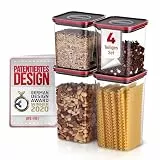 Neoflam® Vorratsdosen mit Deckel Luftdicht, Vorratsorganizer 4er Set BPA-frei, Vorratsbehälter mit Einhanddrehverschluss, Frischhaltedosen für Lebensmittelaufbewahrung, Deckel schwarz, 2x1.35L, 2x2.1L
