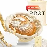 HAVENHAUS Gärkörbchen rund 23cm | Rattan Gärungskorb für 1kg Teig inkl. praktischem Zubehör | hochwertiger Gärkorb Brot aus Peddigrohr lebensmittelecht | Sauerteig Gärkorb Set | Brot backen Zubehör