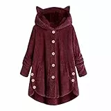 TIMELYE Hoodie Damen Kapuzenpullover Teddy-Fleece Pullover Herbst Winter Warm Oberteil Langarm Einfarbig Casual Sweatshirt