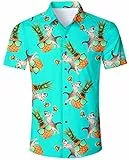ALISISTER Hawaiihemd Herren Short Sleeve Tshirts 3D Coole Ananas Katze Drucke Hemd Aloha Bluse Button Kleid Summer Urlaub Party Strandhemd Hawaiian Freizeithemd Männer L