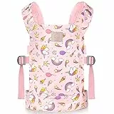 GAGAKU Puppentrage für Kinder Puppen Bauchtrage Puppen Tragesitz Puppenzubehör mit Verstellbaren Trägern - Rosa - Sterne