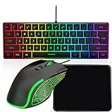 Annadue RGB-Gaming-Tastatur-Maus-Kombination, Ergonomisches Kabelgebundenes Set mit Hintergrundbeleuchteter Tastatur, Hochpräzisem Sensor, Mechanischen Schaltern, für Computer (schwarzes Set)