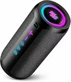 TIMU Bluetooth Lautsprecher mit Licht, Bluetooth 5.4 Musikbox, 25W Dual Lautsprecher, Dualen Bass-Treibern, 20 Std Akku, IPX7 wasserdicht, TWS Paarung, AUX, TF Karte, Geeignet Outdoor/Party/Reisen