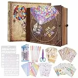 COMBIUBIU Our Adventure Book Scrapbook Fotoalbum, 146 Seiten, 22 x 19 cm, mit Scrapbooking-Zubehör, 3D-Retro-Stil, geprägter Briefeinband, Erinnerungsbuch für Paare, Jahrestag, Hochzeit, Valentinstag