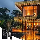 Eisregen Lichterkette mit App Steuerung, 10m 400er LED Lichterkettenvorhang mit musikalischem Rhythmus, IP44 wasserdicht 8 Modi für Schlafzimmer Hochzeit Weihnachten Party Halloween Garten Deko