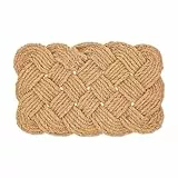 Relaxdays Fußmatte Kokos, Knoten Muster, Abtreter 75 x 45 cm, handgefertigt, beidseitig verwendbar, Türvorleger, natur