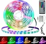 BG9D LED Streifen Batterie,LED Streifen 3m Batteriebetriebene oder USB Selbstklebend mit Fernbedienung Bluetooth Musik Sync Timer-Einstellung Dimmbar Farbwechsel Schneidbar für Zimmer Partei deko