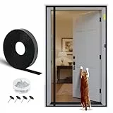 fowong Magnet Fliegengitter Balkontür, 2026 Neue Reißfeste Katzenschutzgitter bis 5 Jahre mit Seitlichen Öffnung,100x220cm,Starke Insektenschutz Fliegengittertür Ohne Bohren, Unbehinderte Ansicht