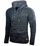 Baxboy Herren Strick-Pullover Kapuzenpullover Moderne Männer Pulli Grobstrick Strickjacke Winter-Freizeit-Jacke B-290, Farbe:Schwarz, Größe:XL