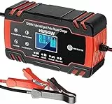 8A Autobatterie Ladegerät 12V/24V, KFZ Batterieladegerät Intelligentes Erhaltungsladegerät mit Temperaturkompensation, Vollautomatisches Motorrad Ladegerät für Auto, LKW, Rasenmäher oder Boot