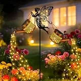 Solar Gießkanne mit Lichterkette Außen Gartendeko 2 Stück, IP65 Wasserdicht Metall Solarlampe für Außen, Vintage Led Solarleuchte Solar Gießkanne für Blumenbeet, Hofweg, Garten Deko