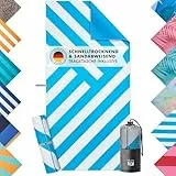 Blumtal Strandtuch XXL cm Mikrofaser - kompaktes und schnelltrocknendes Handtuch - Strandtuch 90x180 - Stranddecke sandfrei+Band - Badetücher - Badehandtuch sandabweisend - Türkis Zigzag