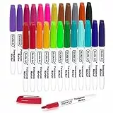 Shuttle Art Permanent Marker fein, 24 Permanent Marker bunt mit feiner Spitze, Folienstift permanent, wasserfeste Stifte, Filzstifte, für Kunststoff, Stein und Glas zum Bemalen und Färben geeignet.