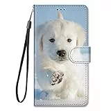 Nodigo-EU Kompatibel für Xiaomi Redmi Note 13 5G Leder Hülle Magnetisch Kickstand mit Kartenfach Tier Muster Motiv Lustig Design Hüllen Handyhülle Tasche Case -Hund