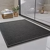SIXHOME 80 * 80cm Dunkelgrau Badteppich super saugfähige Badteppich rutschfest waschbar Badezimmerteppich Badematten mit Gummirückseite für Dusche Badezimmer Badewanne