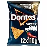 Doritos Sweet Chili Pepper - Tortilla Nachos mit süßem Chili-Geschmack - Herzhafter Snack zum Knabbern aus Mais (12 x 110g) (Verpackungsdesign kann abweichen)