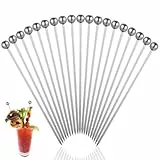 Tyqour 20 Stück Cocktailspieße aus Edelstahl Silber Martini Picks 11cm Wiederverwendbare Cocktail Picks Metall Obststicks Cocktail Stick Edelstahl Cocktail-Spieße für Fingerfood Sandwich Party Bar