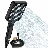 FASDUNT Duschkopf mit Schlauch 2M, Hochdruck Duschkopf Regendusche mit 9.5L/min Durchflussbegrenzer Duschbrause Wassersparend 40%