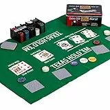 GAMES PLANET Pokerset in Metallbox, 200 Poker Chips, 2 Decks, Dealer Button, Small Blind, Big Blind, Spielmatte Texas Holdem