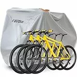 Favoto Fahrradabdeckung Fahrrad Abdeckplane Wasserdicht für 2-3 Fahrräder 210T Oxford-Gewebe Fahrradgarage Fahrrad Plane Schutzhülle Abdeckhaube mit Beutel 200 x 105x 110CM Silber