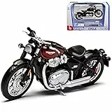 Generisch Triumph Bonneville Bopper Dunkel Rot 1/18 Burago Modell Motorrad