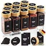 Deco haus® Gewürzgläser eckig mit Holzdeckel 12er Set [+ Etiketten & Streueinsatz] - Gewürzdosen Set Glas - Gewürzbehälter Spice Jars - Aufbewahrung - Behälter für Gewürze - Gewürzaufbewahrung