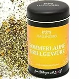 Hallingers Genuss Manufaktur Gewürze Geschenk - Gewürz-Mischung für Fisch, Gemüse & Fleisch, edle Geschenkdose 'Sommerlaune Grill-Gewürz', Geschenkidee für Hobbyköche & Grillfans