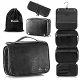 Elviros Kulturbeutel für Herren, Geschenke für Männer aus PU-Leder, kulturtasche zum aufhängen, 3 in 1 multifunktional abtrennbare kulturtasche, Waschtasche große wasserdichte Reise-Kosmetiktasche