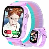PTHTECHUS Smartwatch Kinder GPS, 4G Smart Watch Kid mit Videoanruf Voice Chat Spiele Schulmodus Wecker Schrittzähler Taschenrechner, 2X Armbänder Kinderuhr für Mädchen Jungen 4-12 Jahren (Violett-C)