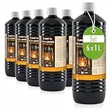 Höfer Chemie 6 x 1 L FLAMBIOL® Lampenöl hochrein geeignet für Öl-Lampen, Petroleum Lampen, Gartenfackeln & Sturmlaternen - Geruchlos, Rußfrei & mit Kindersicherheitsverschluß