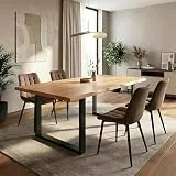 Krok Wood Esstisch Dublin aus Massivholz mit Metallbeine (Buche, 160 x 90 x 75 cm)