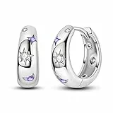 QIKAOLA 925 Sterling Silber Ohrringe für Frauen bunte kleine Hoop Huggie Ohrringe