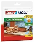 tesa tesamoll E-Profil Gummidichtung - Selbstklebende Dichtung zum Isolieren von Spalten an Fenstern und Türen - Braun - 6 m x 9 mm x 4 mm